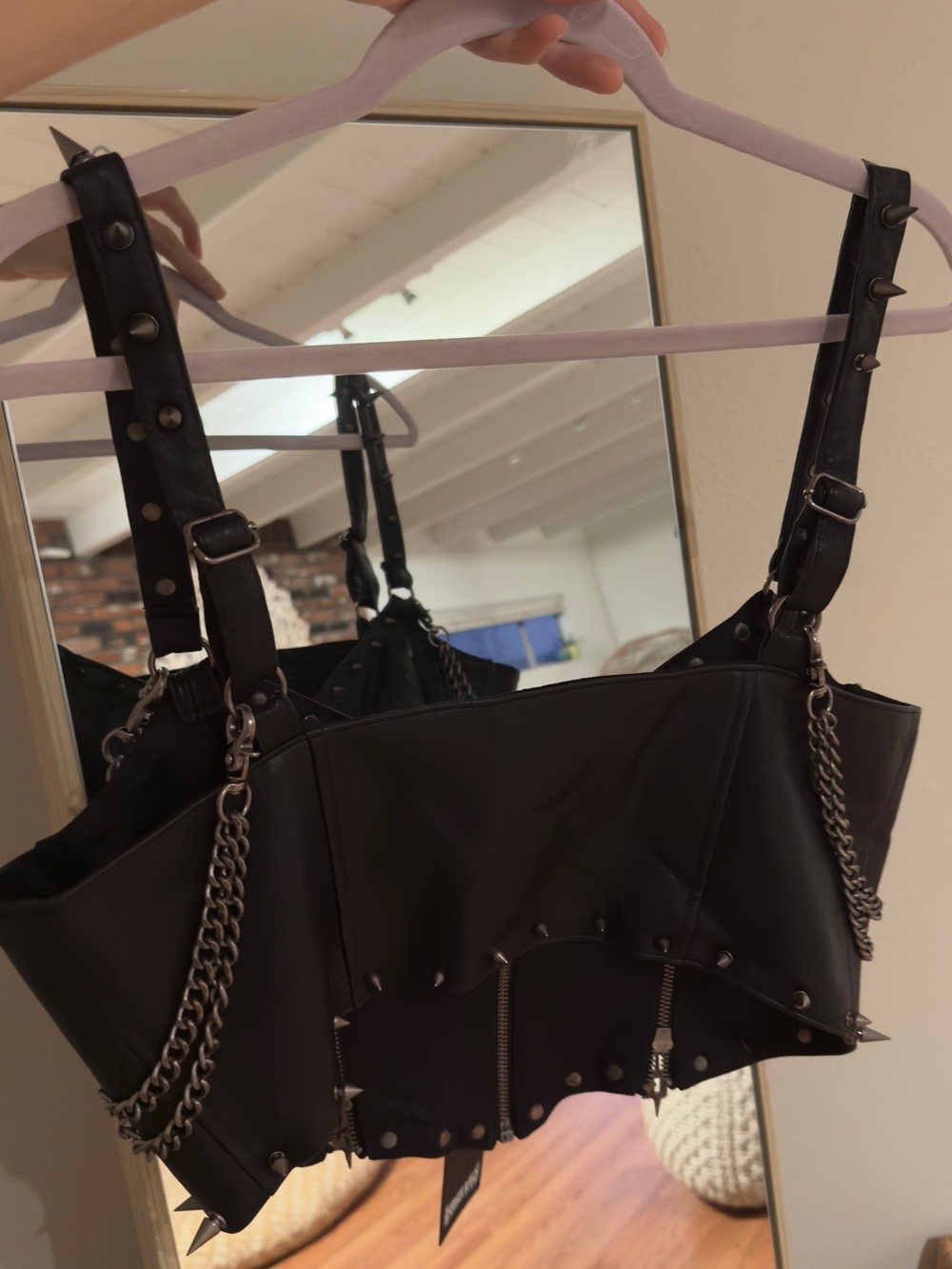 Dolls Kill Darker Wavs DOWNBEAT SPIKED CORSET TOP - Picture 4 of 6